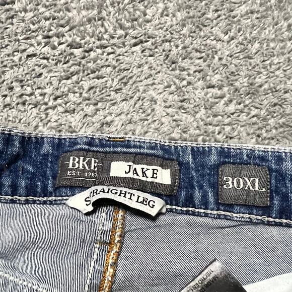 BKE Jeans Mens 30 (30x35) Jake Straight Thick Stitch Western Blue Denim Pant - Picture 6 of 11